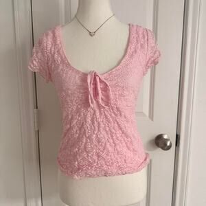 Women’s Coquette Size Large Laced Baby Pink Top Madden Girl